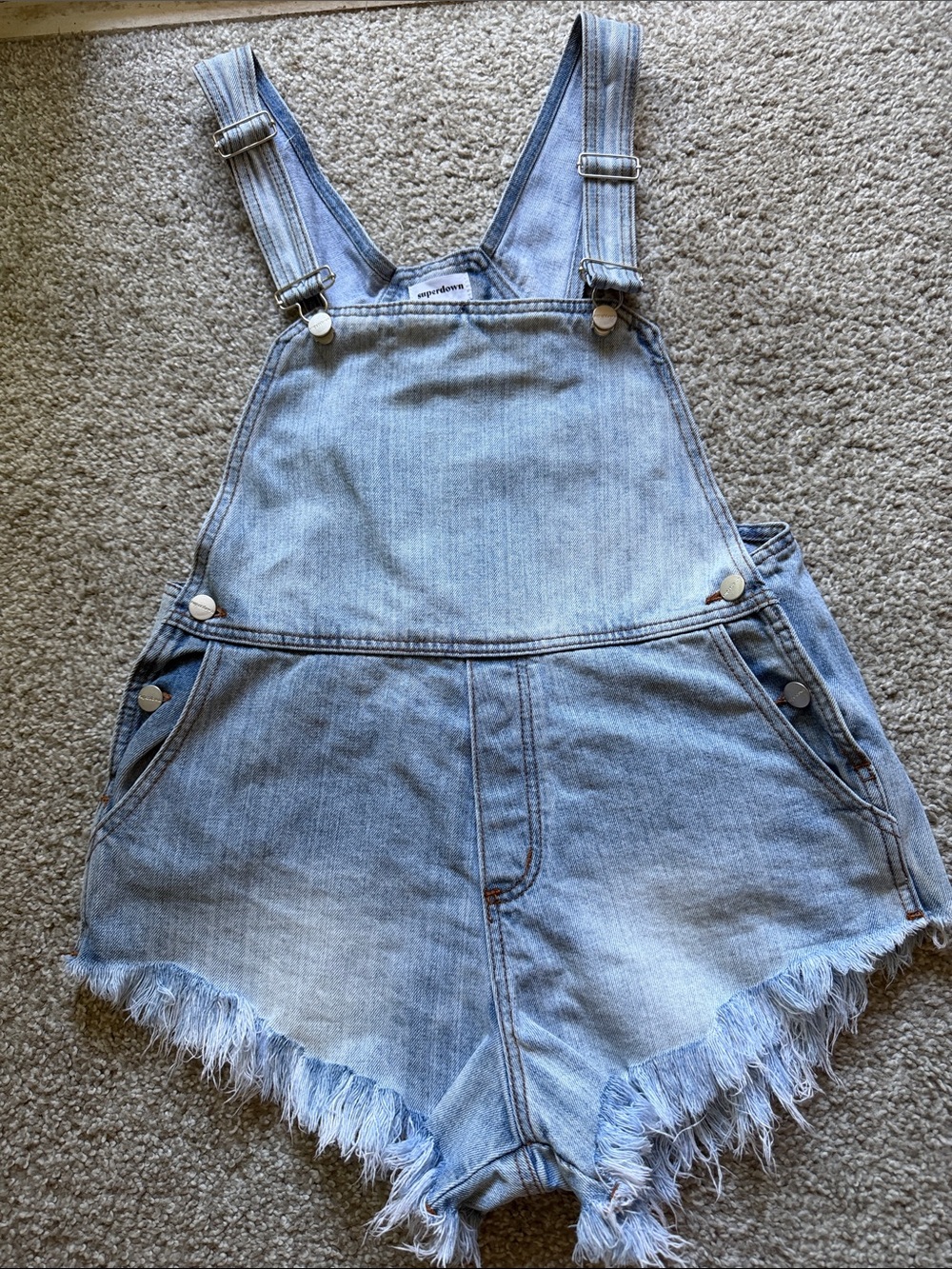 Revolve Superdown  Light Blue Denim Overalls Romper Size 27
